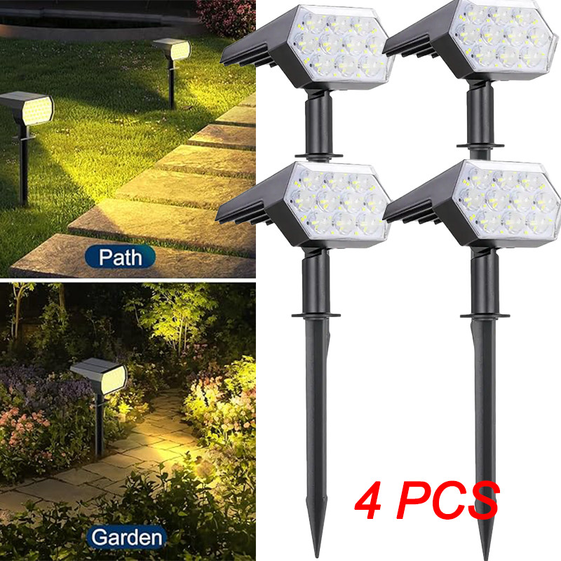 1-4Packs x 92-LED Solar Spotlights Landscape Lights Outdoor Garden Pathway Lamps