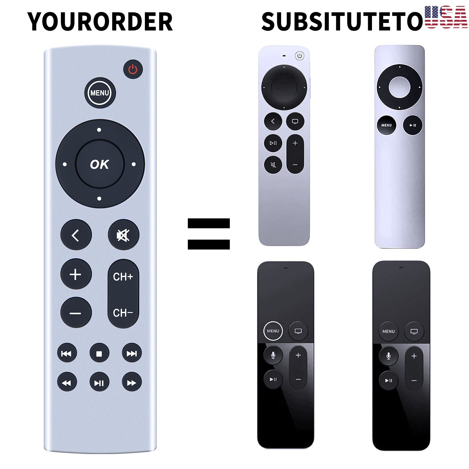 New A1625 Remote Control For Apple TV 4K/ Gen 1 2 3 4/ HD MGY52 MLNC2