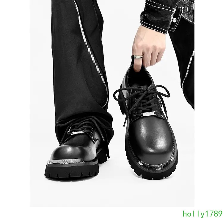 Mens Round Toe Lace Up Leather Casual Business Thick Soled Formal Dress Shoes Sz