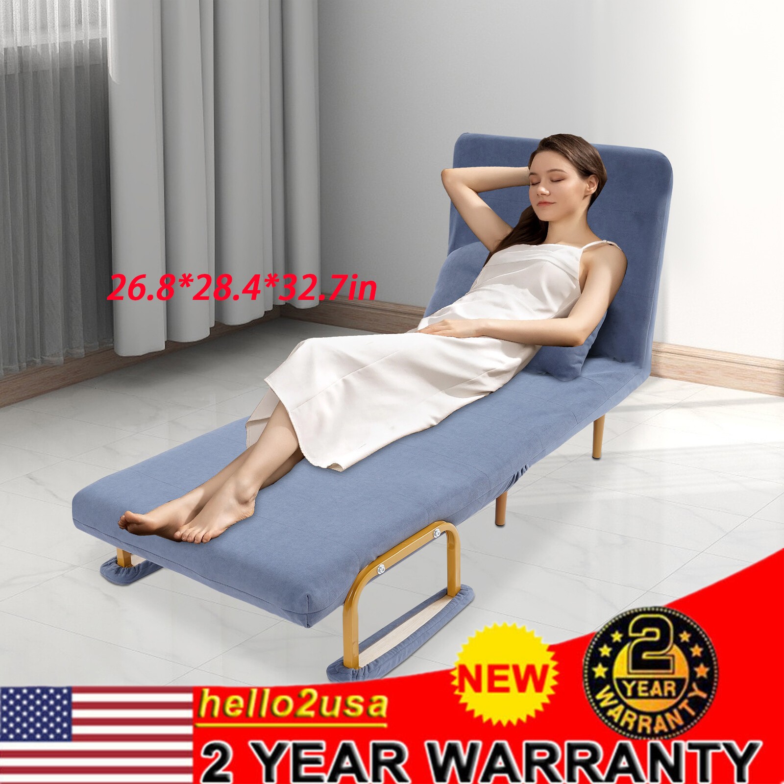 Premium Iron Sponge Folding Sofa Bed 68x190cm Rust-proof For Indoor Places