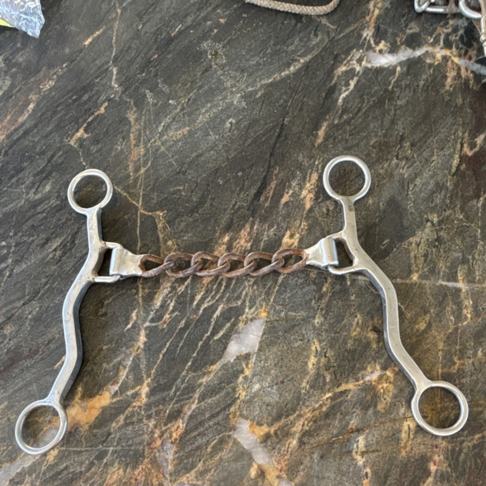 Classic Equine Ricky Green Chain Bit Western Horse Metal Shanks Mouthpiece Tack