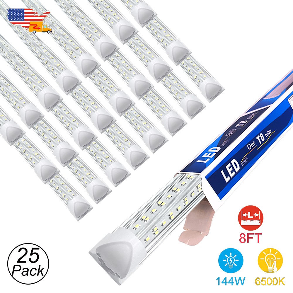 25 Pack 8Ft Led Shop Light Fixture Easy Install 144W T8 8FT Integrated Led Bulbs