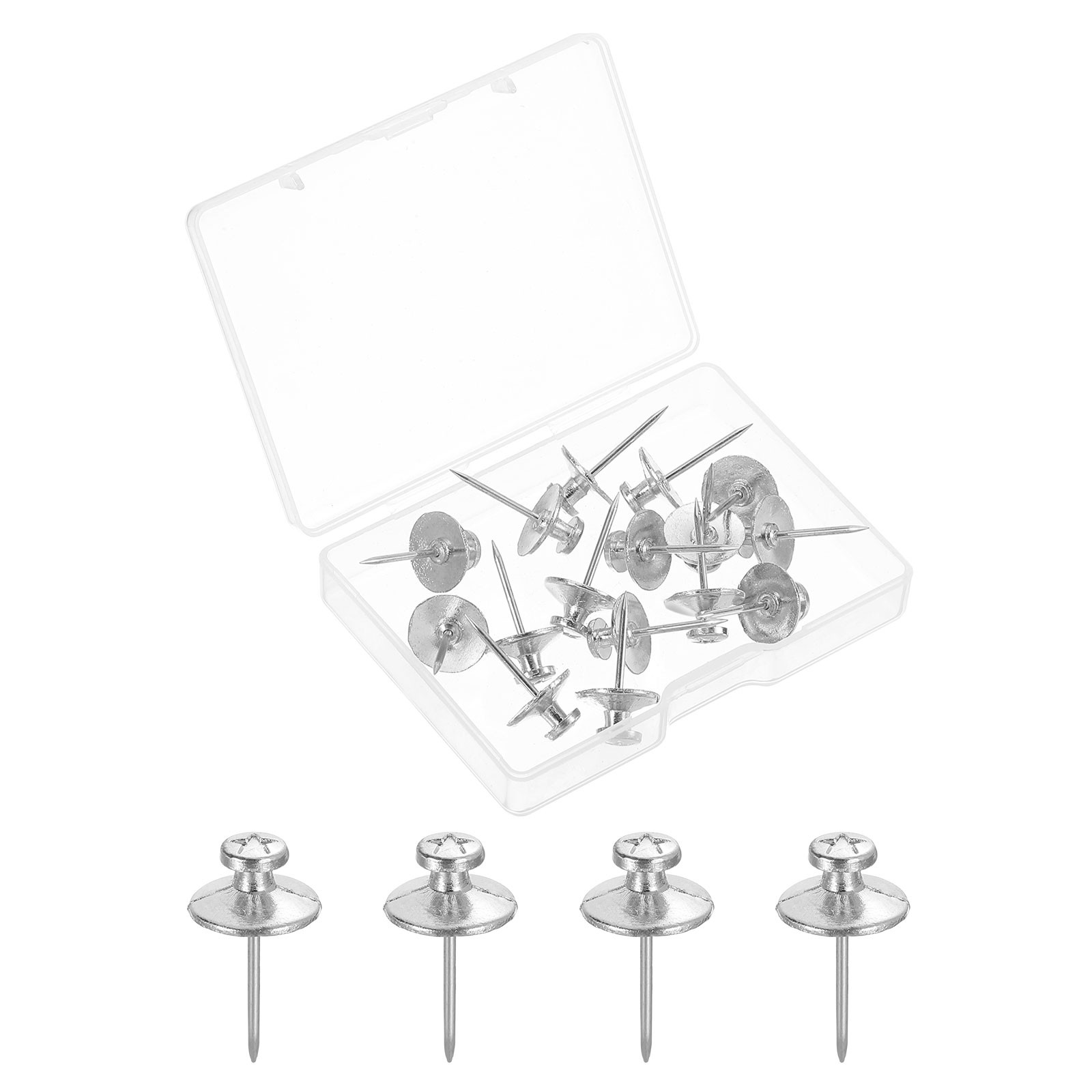 20 Pcs Double Headed Picture Hanging Nails, Zinc Alloy Thumb Tacks, Silver