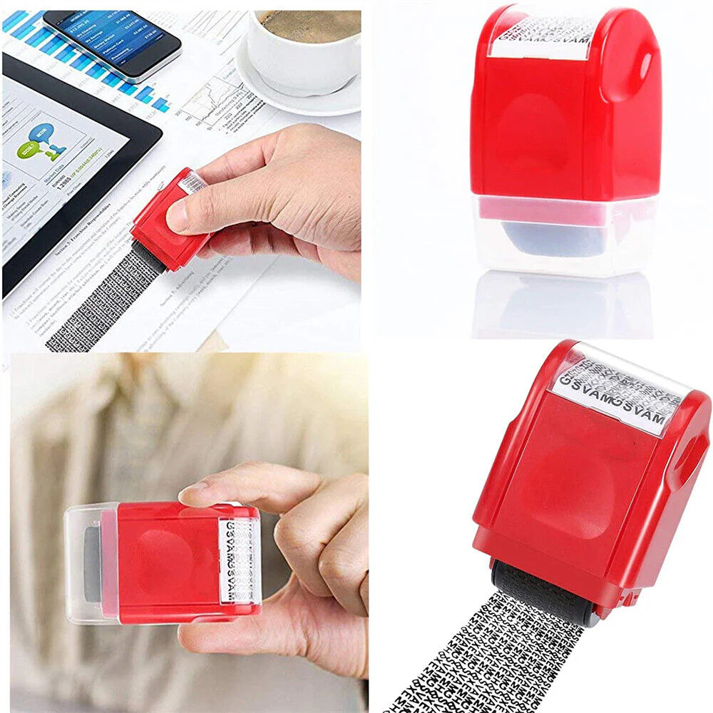 Identity Theft Protection Roller Stamp for Workshop (Red)