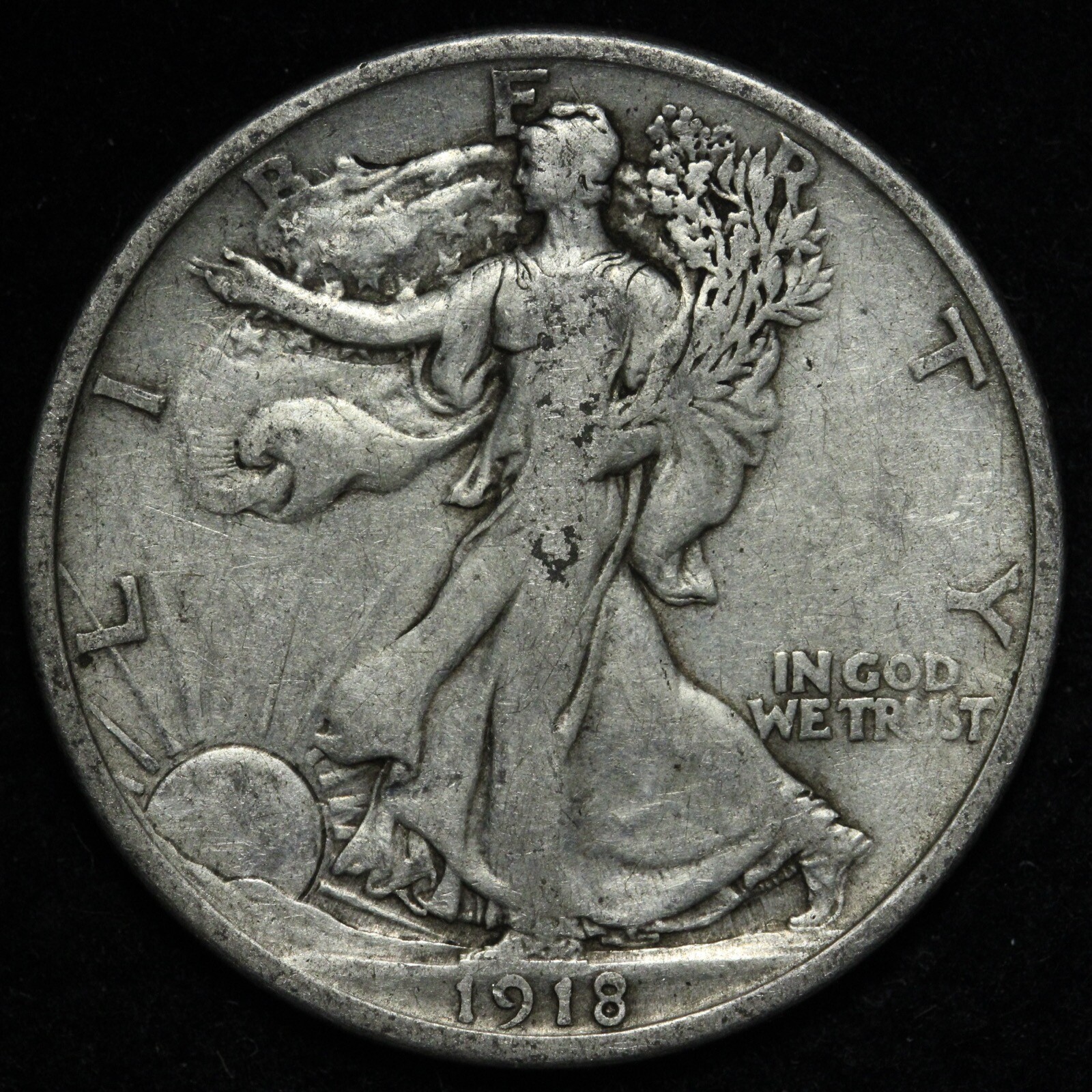 1918 Walking Liberty Silver Half Dollar VF E336 JGNN