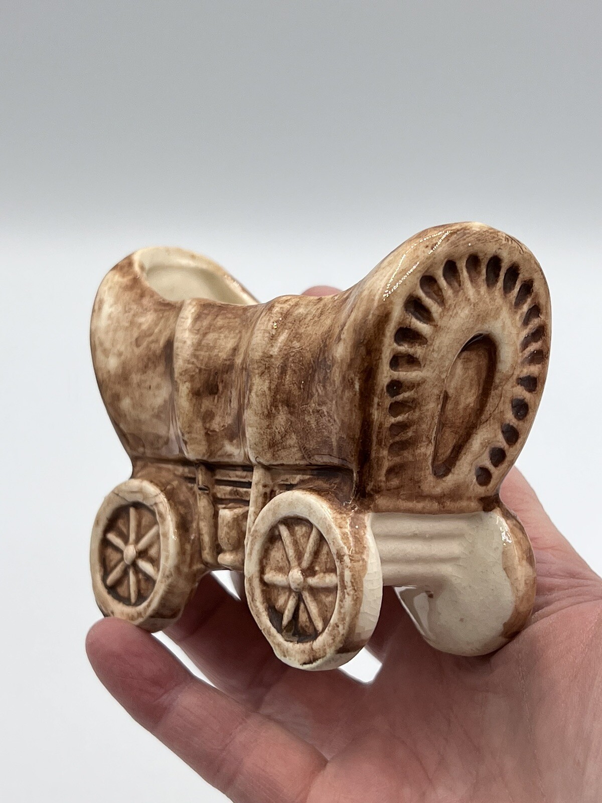 Vintage Miniature Conestoga Wagon Pottery Planter