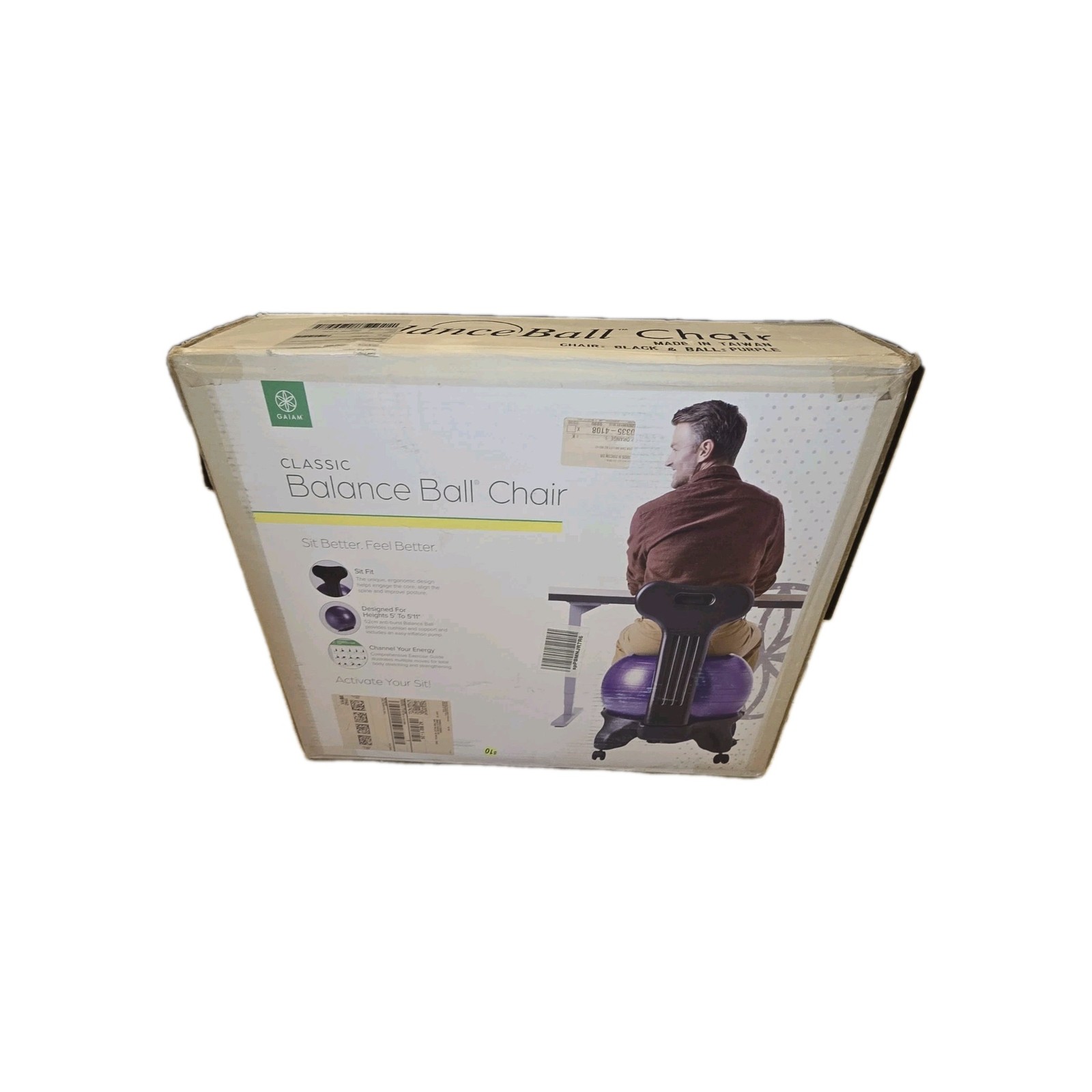Gaiam Yoga Classic Balance Ball Chair Computer Desk  Black Purple BRAND NEW