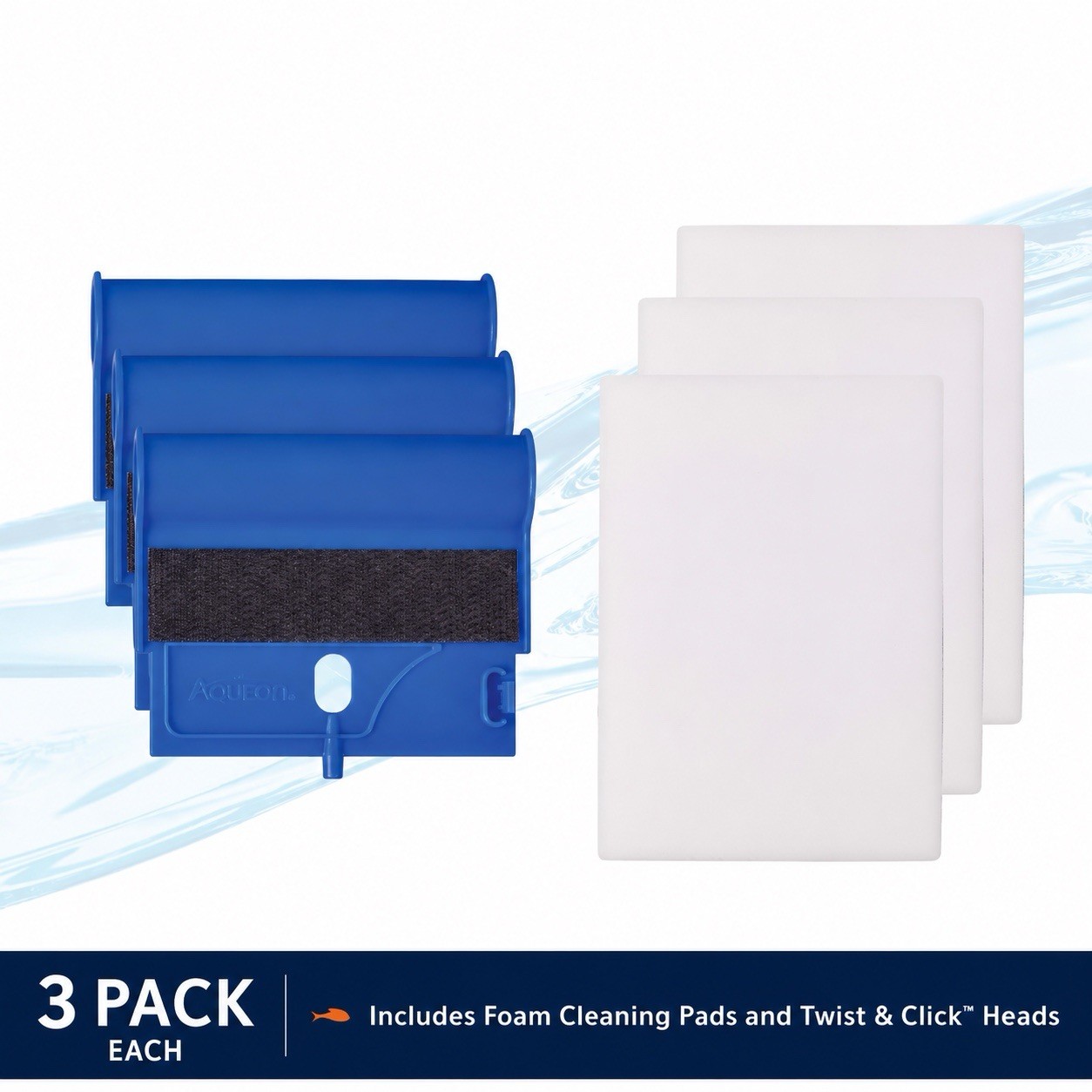 Aqueon ProScraper 3.0 Foam Cleaning Pad & Twist & Click Head (3 PACK)