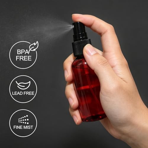 4 Pack 2 oz Amber Small Spray Bottles with 1pcs Funnels, Empty Spray Bottle