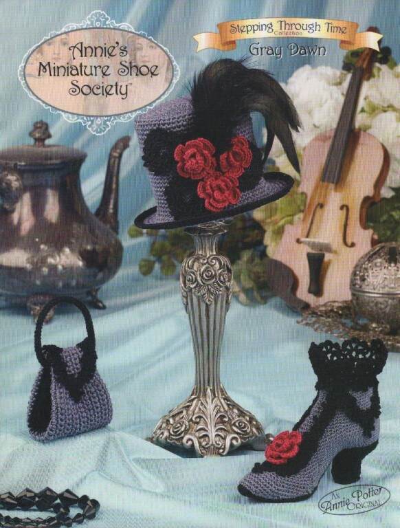 OOP!!! CROCHET ANNIE'S MINIATURE SHOE SOCIETY GRAY DAWN