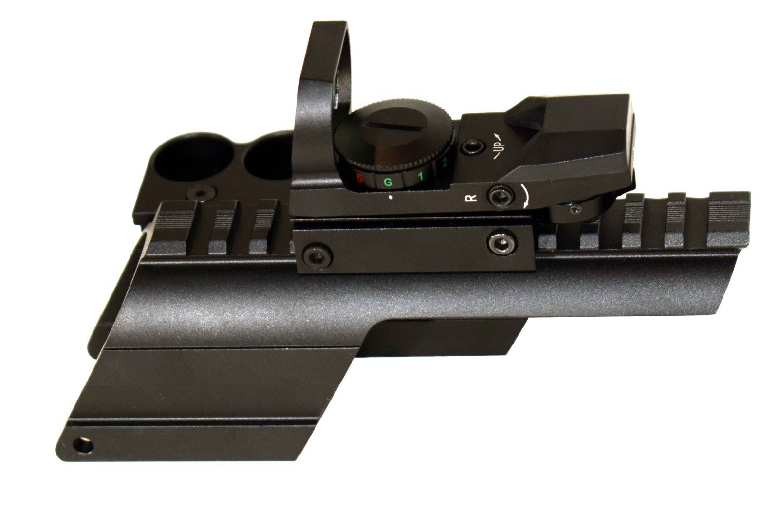 Reflex sight shell holder saddle mount combo for Mossberg maverick 88 12 gauge.