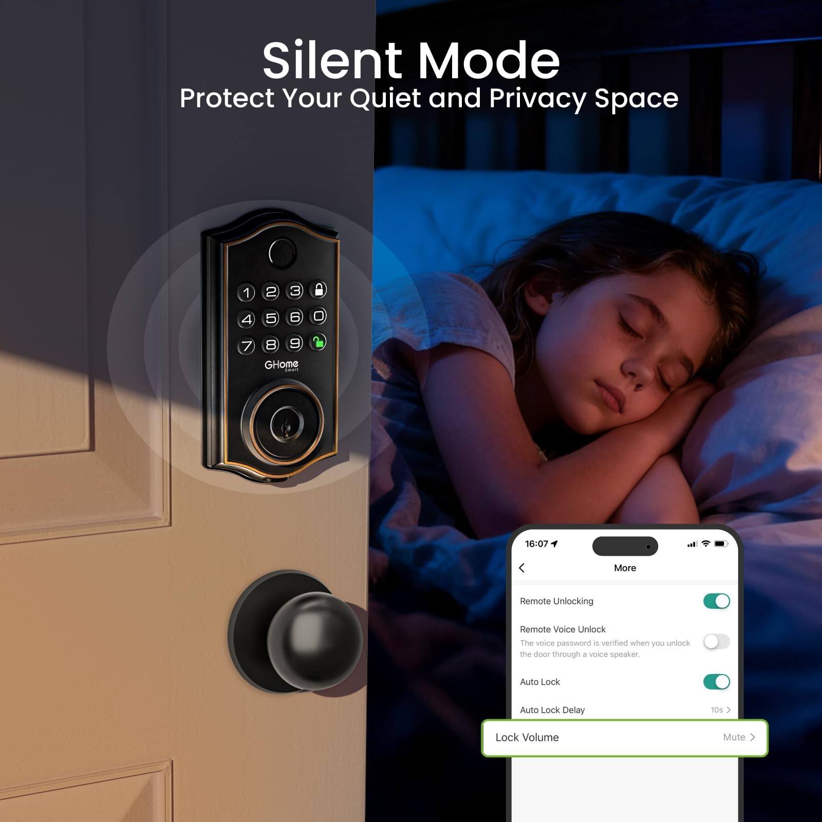 GHome Smart Deadbolt Lock, Fingerprint Code Keyless Entry Door Lock for Front...