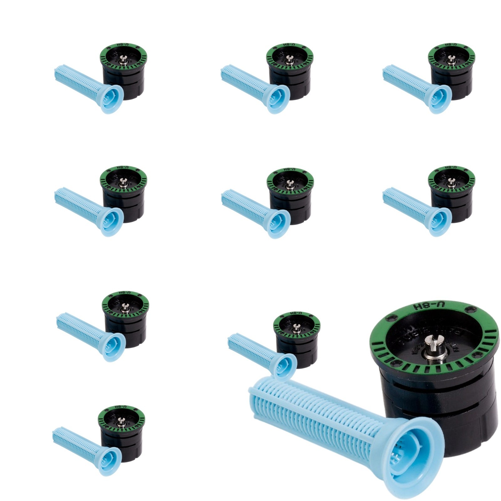 10 Rain Bird U8H 180° Half-Circle Dual Spray Pattern Nozzles, 8' Radius