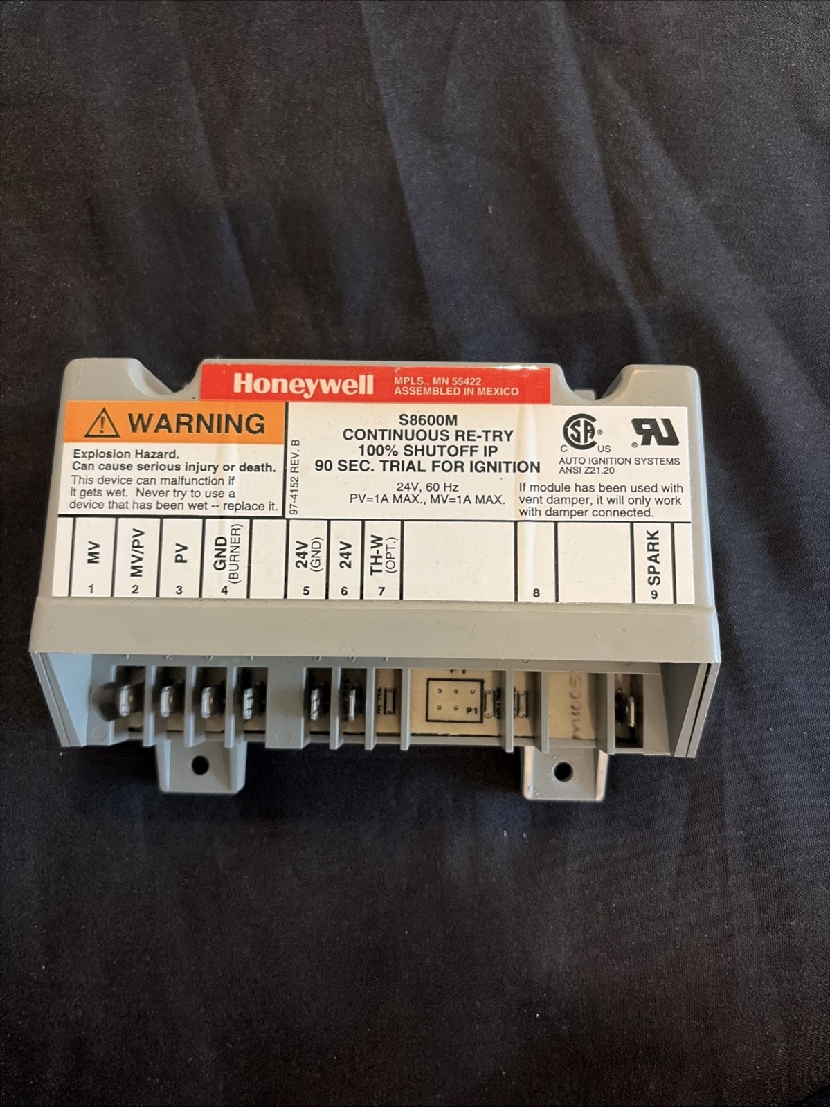 Honeywell S8600M Ignition Control Module Continuous