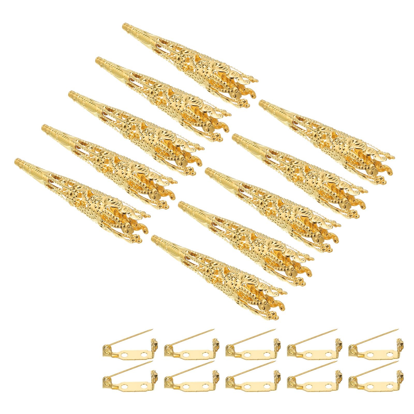 PATIKIL 41mm Corsage Decorative Holder, 12 Pcs Brooch Pin Vase Pocket Gold