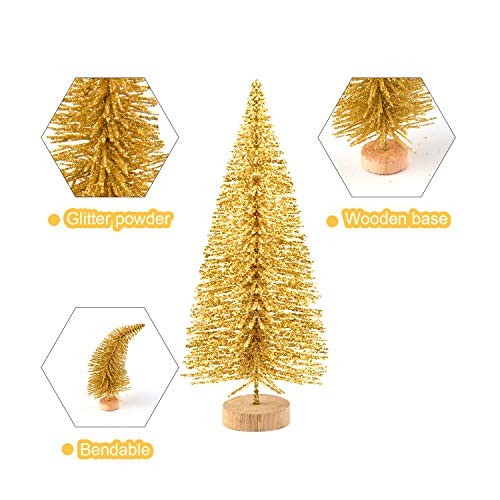 48 Pcs Mini Christmas Trees Bottle Brush Trees Tabletop Model Trees 48Pcs Gold