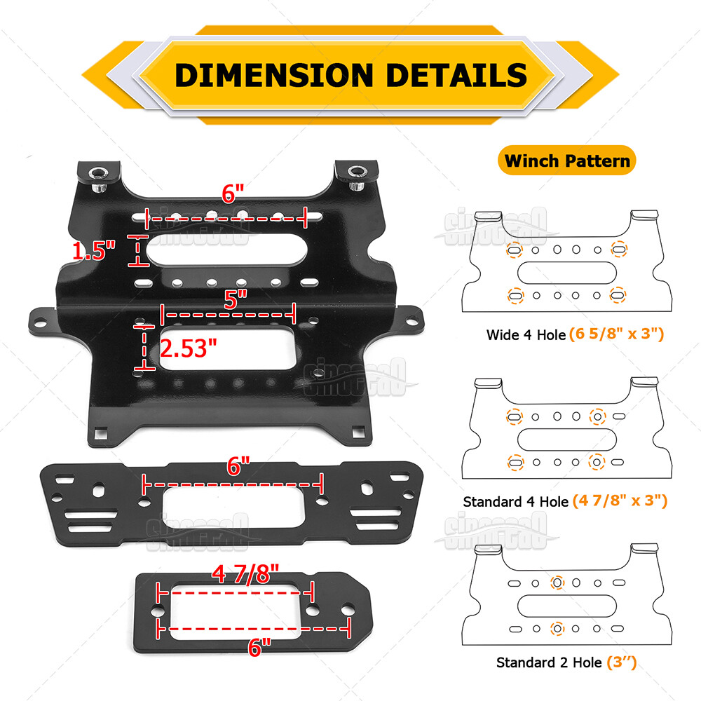 Black Steel UTV Front Winch Mount Plate For Polaris Ranger Crew 570 900 1000