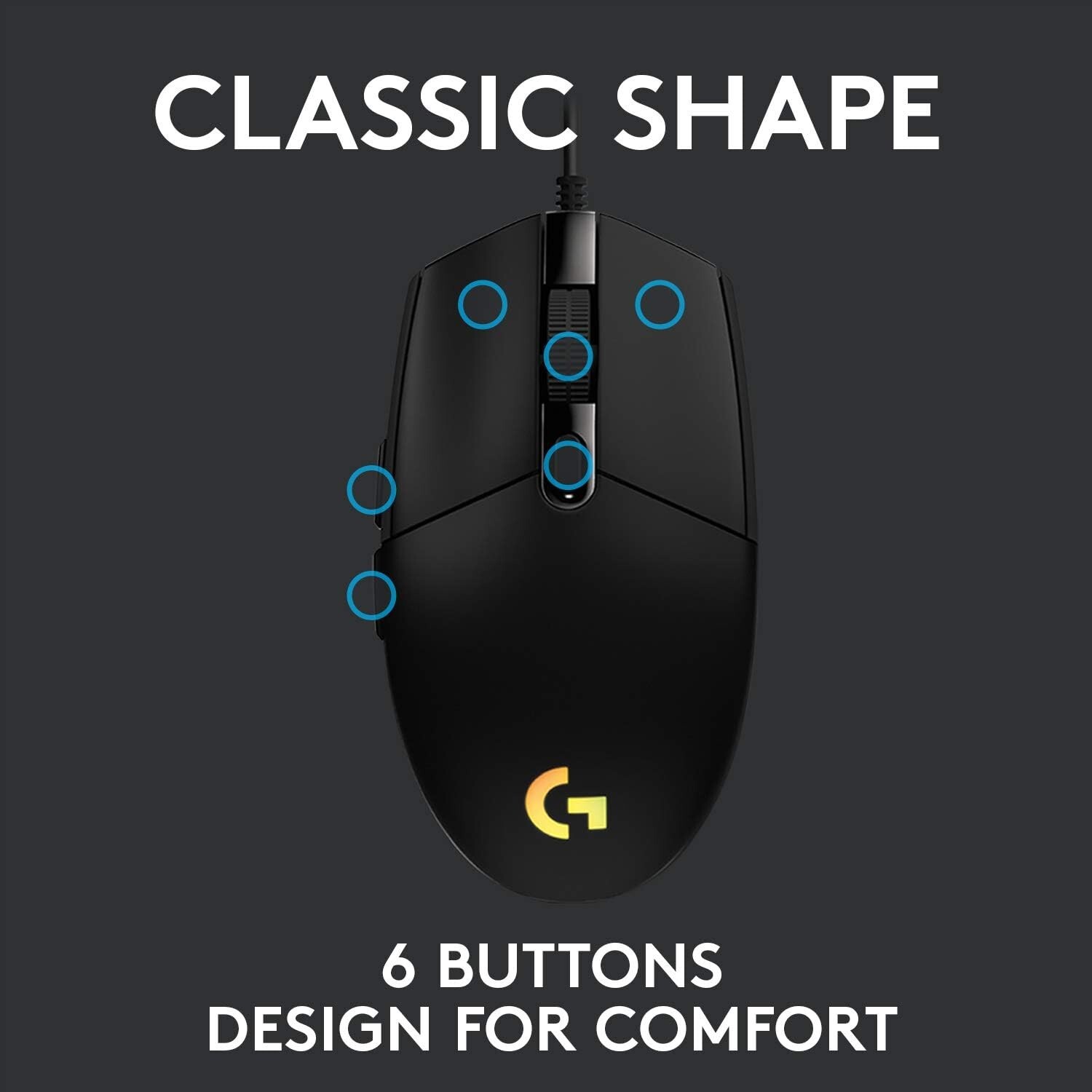 Logitech G203 LightSync Wired Gaming Mouse--Black