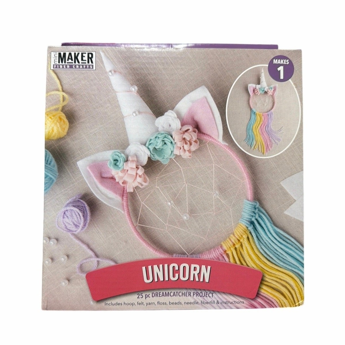 Leisure Arts Mini Maker Kit 25-Piece Dreamcatcher Project Unicorn New
