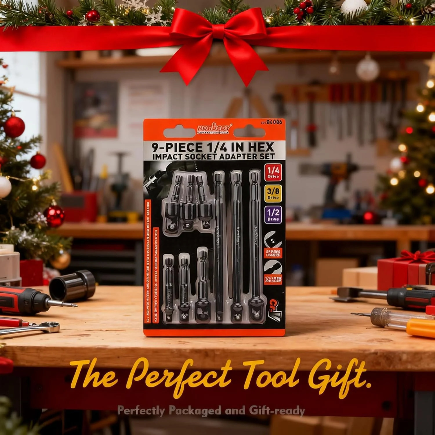 HORUSDY Impact Drill Socket Adapter Set and Universal Joints Socket Set 9-Piece