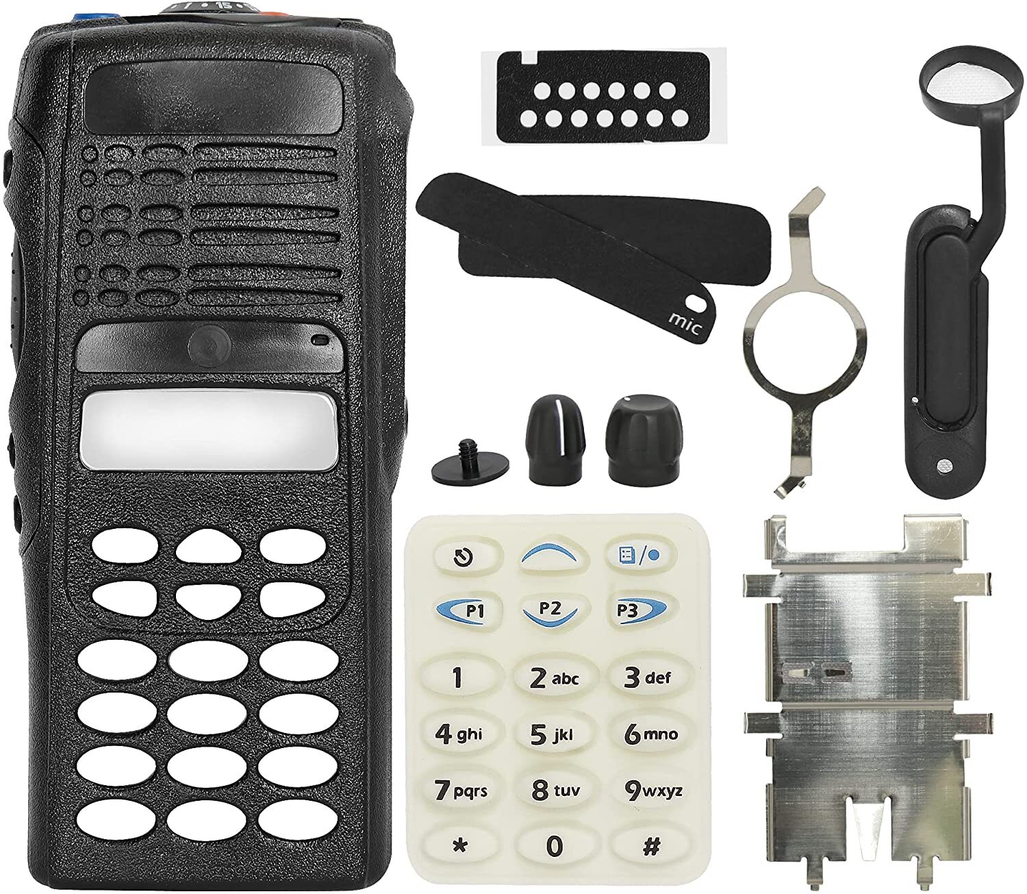 Full Keypad Replacement Repair Case Housing Cover for HT1250 Radio (Black)