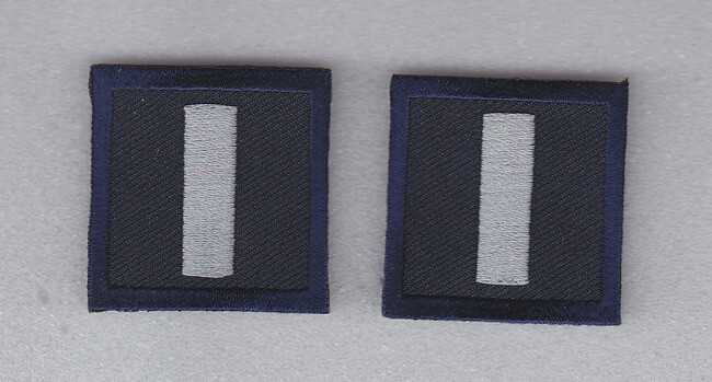 LT Lieutenant SILVER on NAVY BLUE rank insignia collar patches 1.5 LARGE