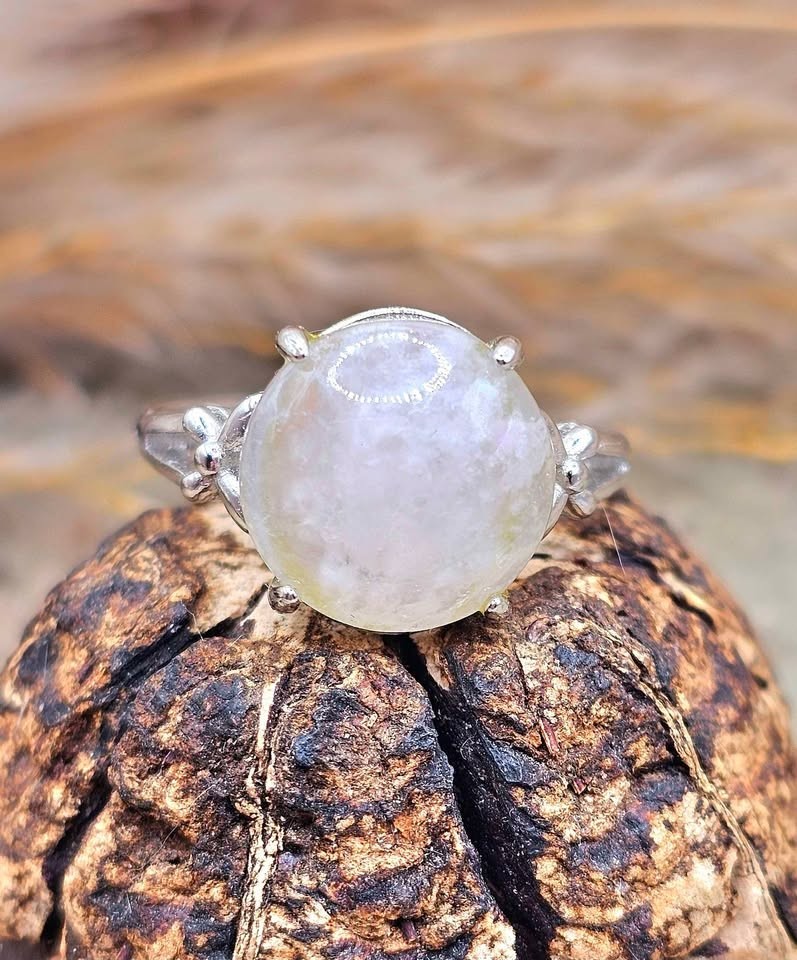 Natural White Crystal Adjustable Ring