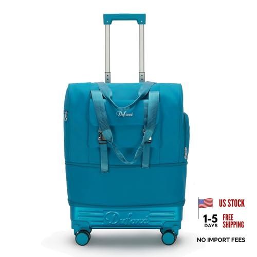 Teal Expandable Rolling Travel Duffel Bag with Wheels & Handle - Removable