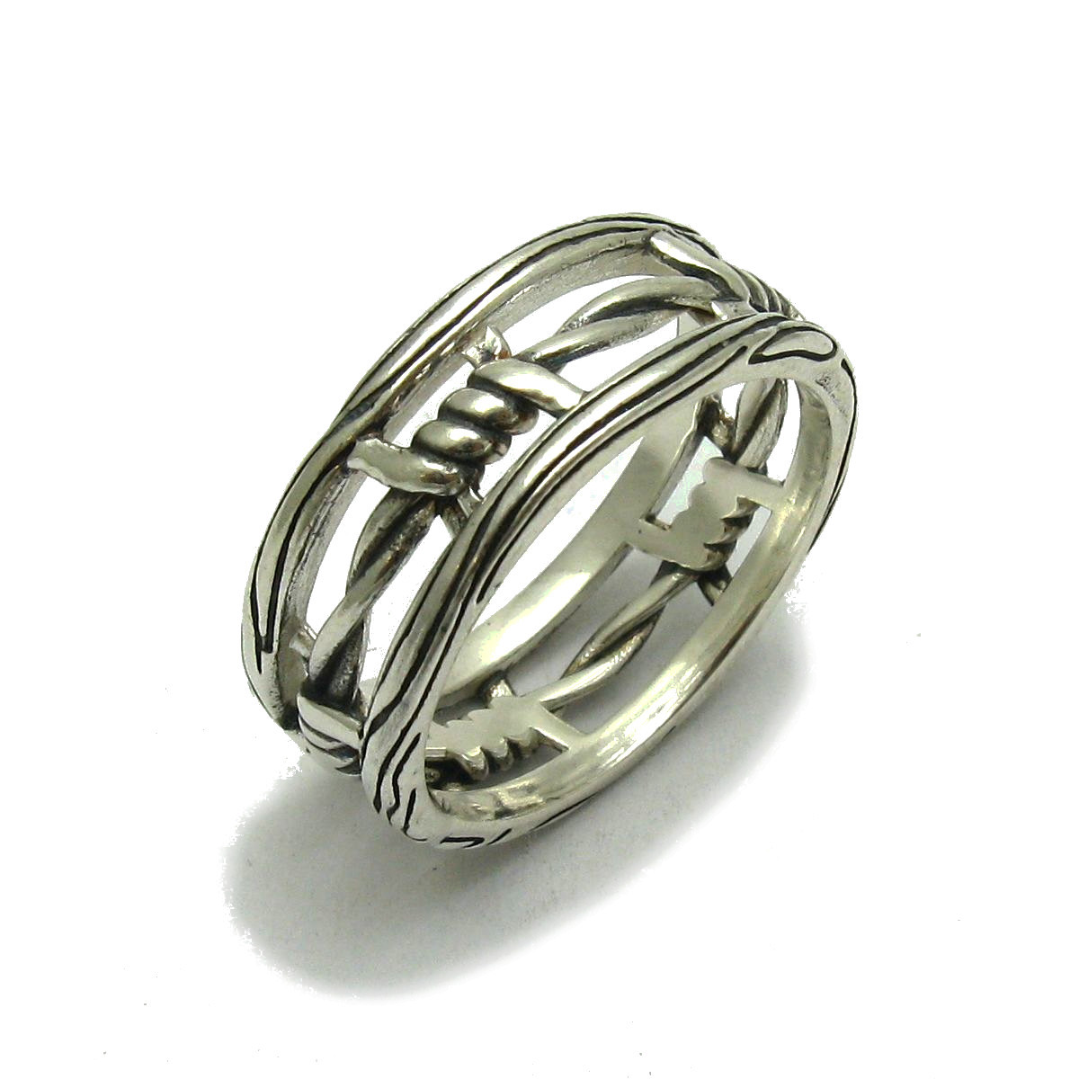 Silver Ring 925 Handmade Barbed Wire Design Men Women Jewelry Nickel Free