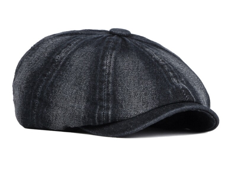 Men's retro beret newsboy taxi driver washed denim octagonal hat