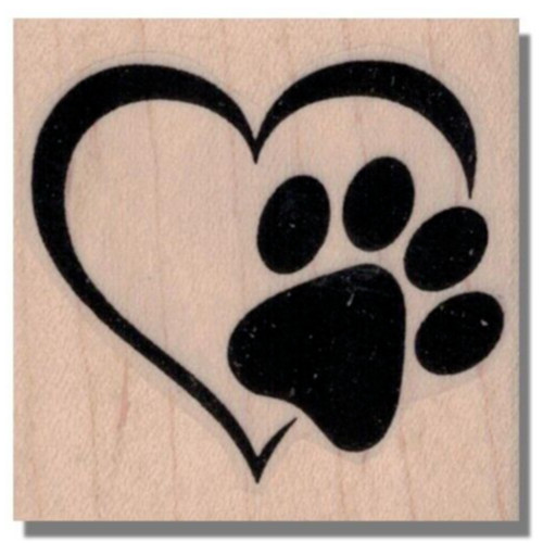Wood Rubber Stamp, PAW HEART, Dog Stamp, Cat Stamp,Fun, Animal, Heart, Pet, Cute