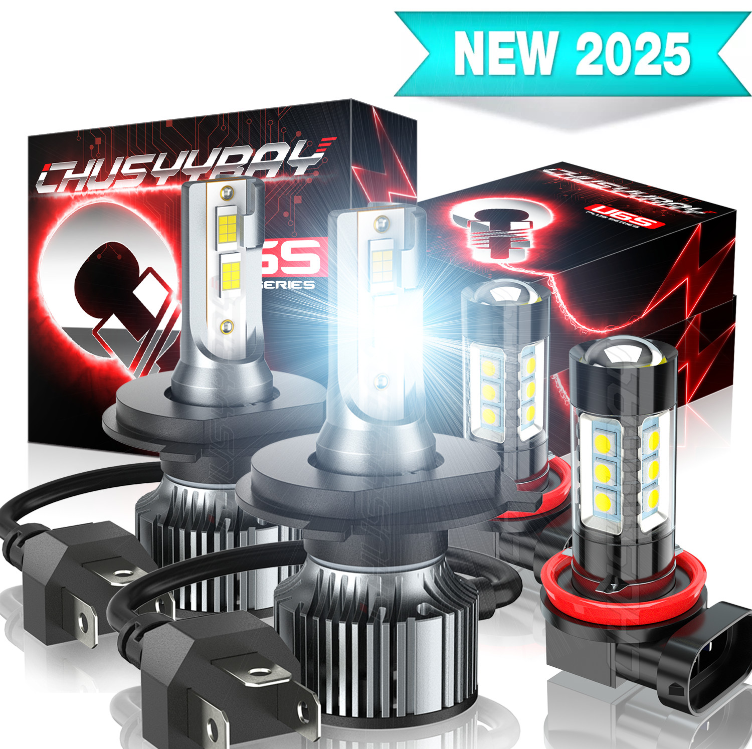 For Honda Fit 2008-2020 4PC LED Headlight High/Low + Fog Light Bulbs Combo 6000K