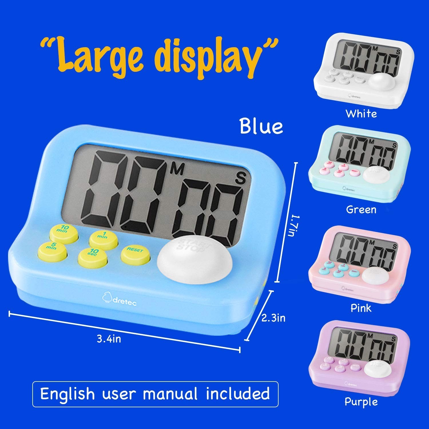 dretec pomodoro Timer, Productivity Timer, for Studying, for exam, Large Disp...