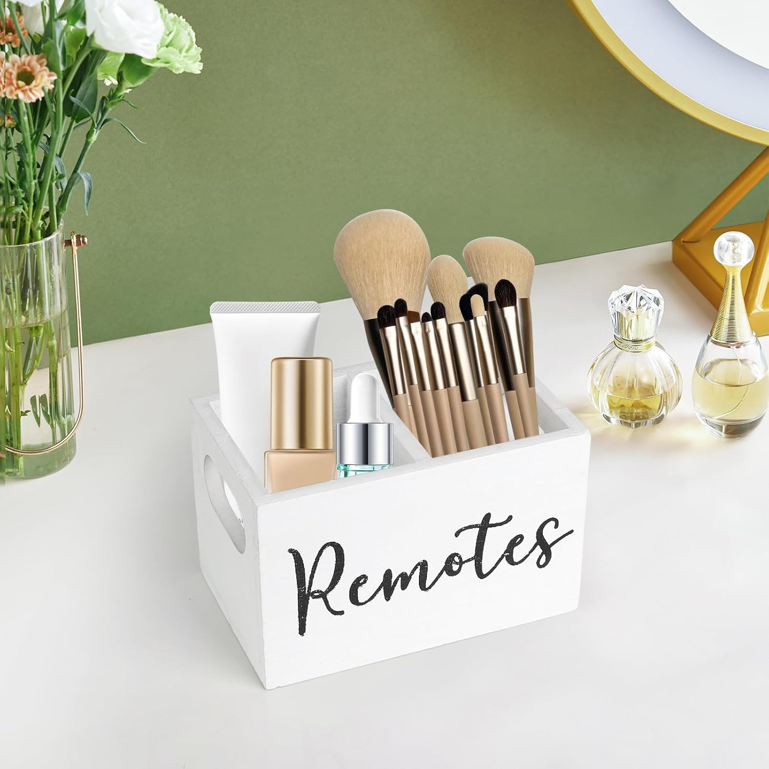 Remote Control Holder, Wooden TV Remote Holder for Table, Remote Caddy Organizer