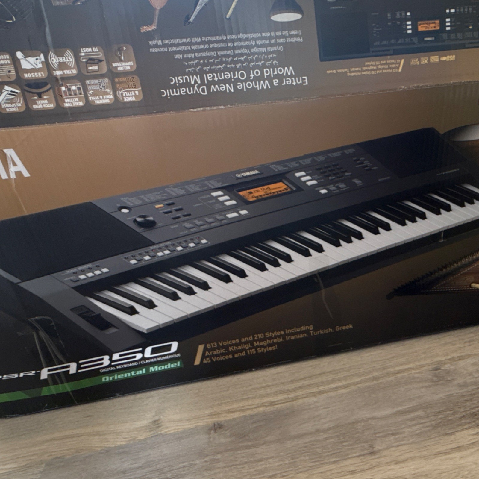 Yamaha PSR-A350 61-Key Oriental Digital Keyboard USB Black w/ AC Adapter