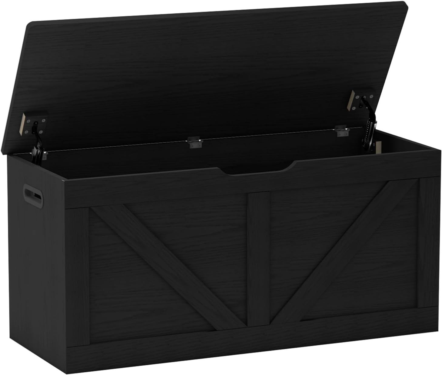 39.4" Storage Chest Wooden Storage Bench Large Storage Trunk W/ 2 Safety Hinges