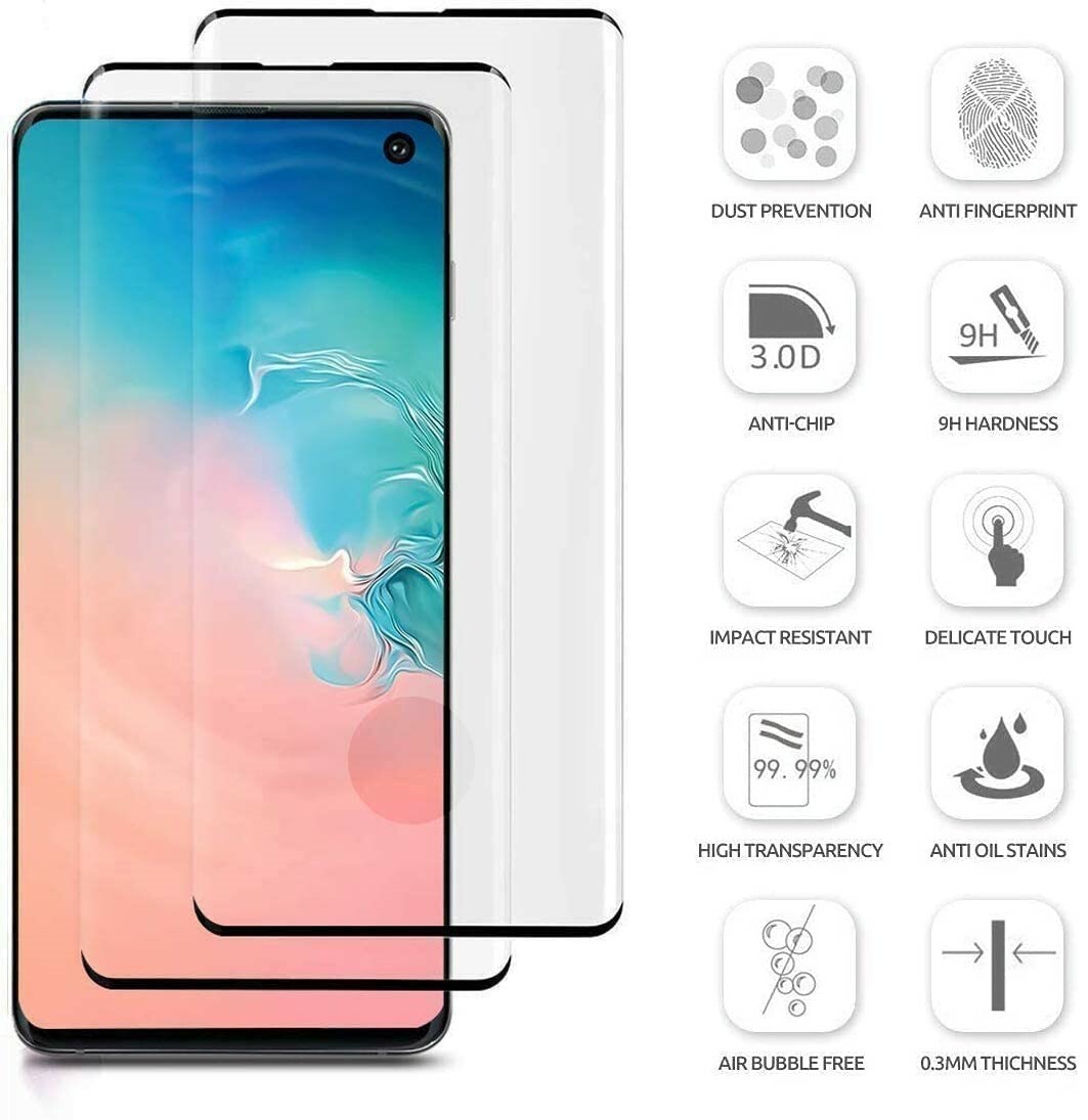 2-Pack Full Cover Tempered Glass Protector F Samsung Galaxy S8 S9 Plus Note 8 S7