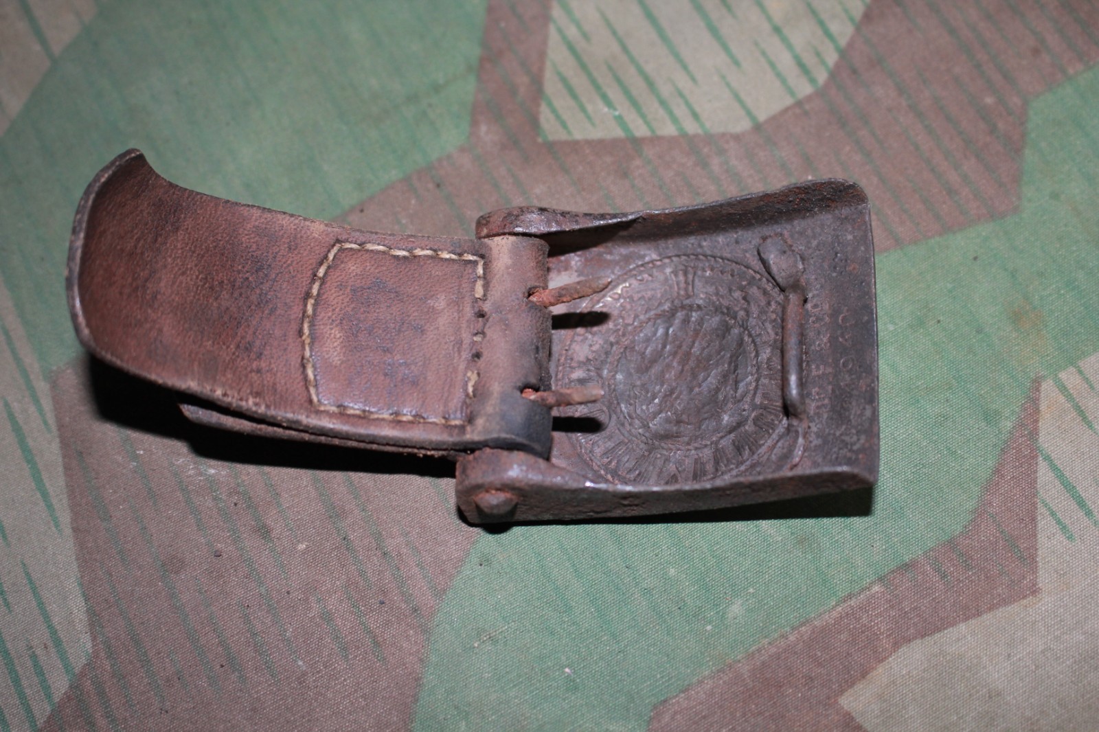 ORIGINAL WW2 GERMAN ARMY WEHRMACHT HEER BELT WITH STEEL BUCKLE DENAZIFIED 1940