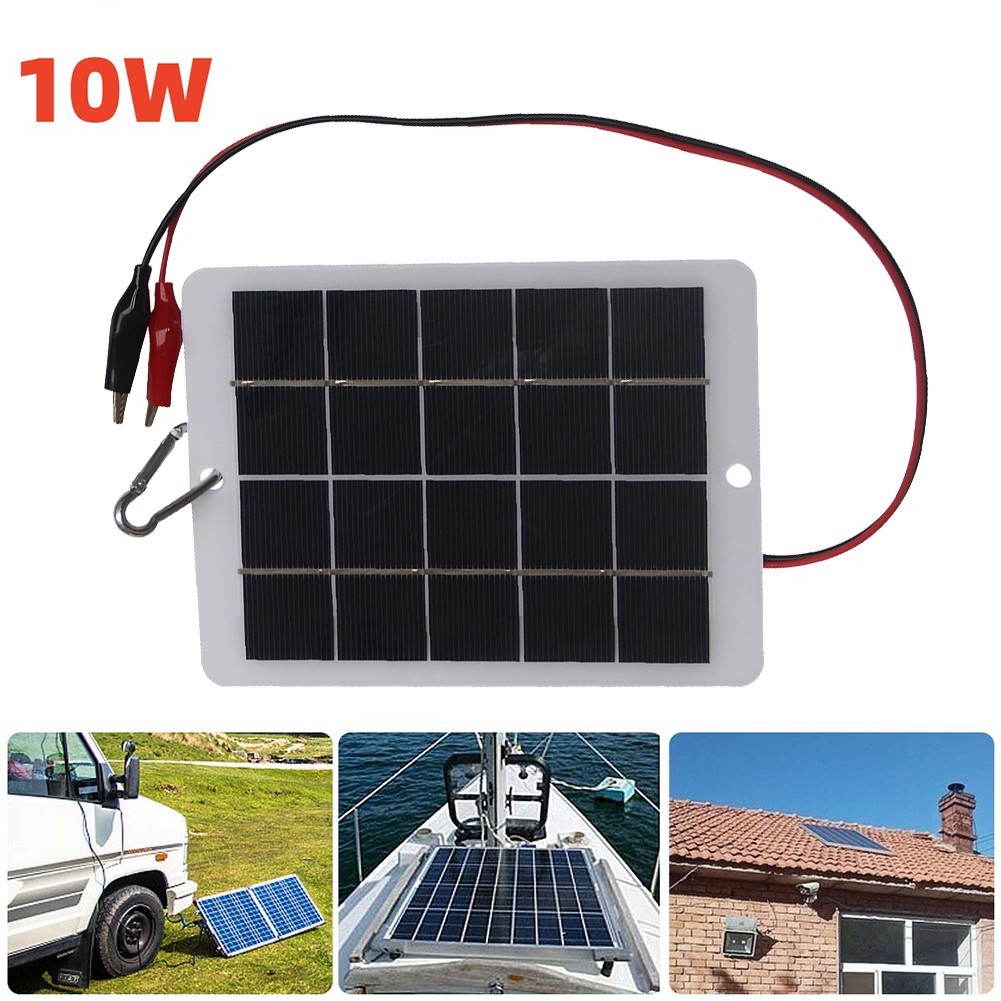 Efficient 10W 5V Solar Panel with Clip Outdoor Battery Charging Made Simple