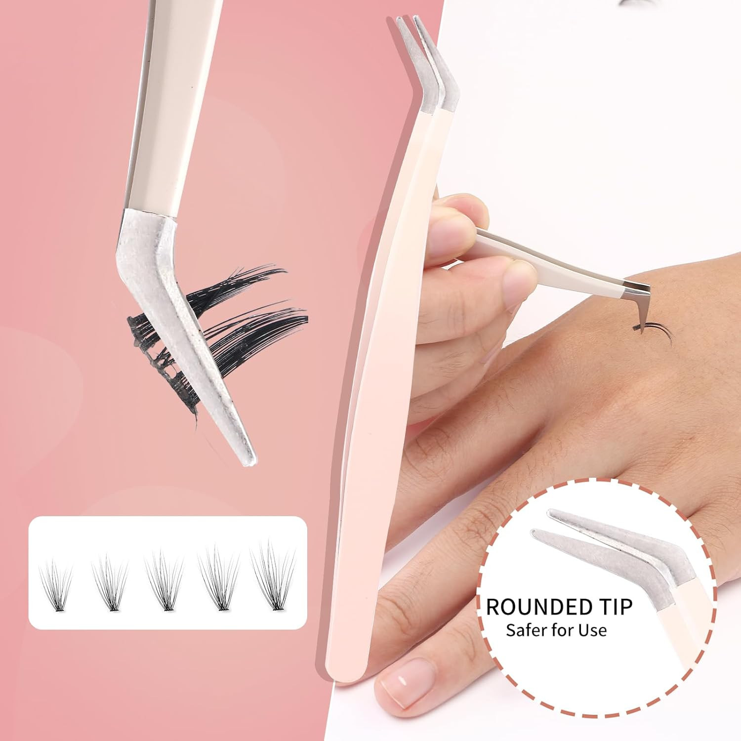 Eyelash Extension Tweezers Set 5PCS Straight Curved Lash Tools