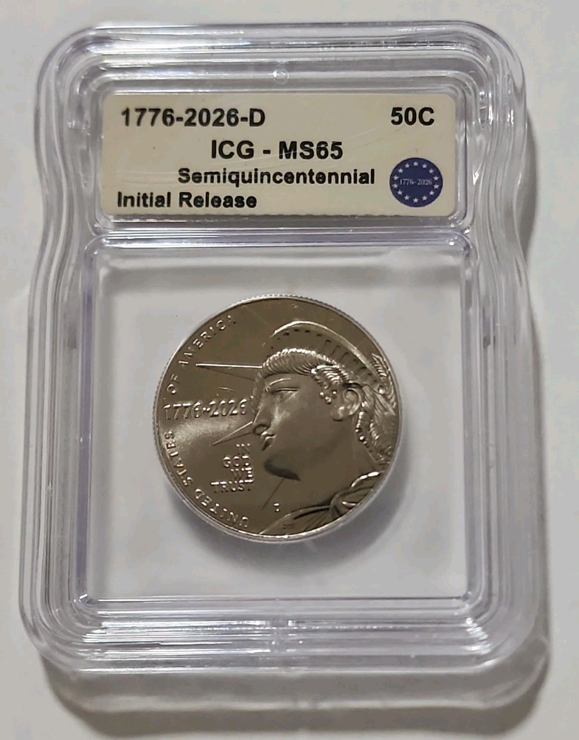 🗽1776-2026 D Semiquincentennial Half Dollar ICG MS65 Initial Release