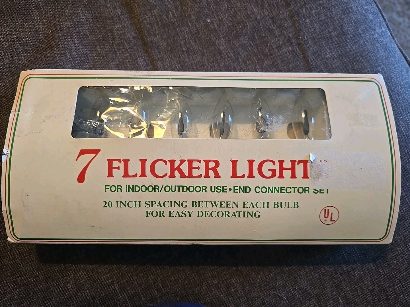 Vintage Christmas Flicker Light Flame Bulbs String Set 7 Light Set