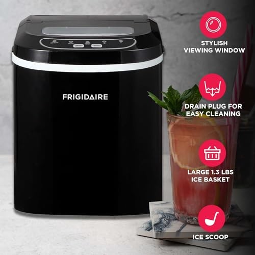 EFIC101-BLACK Ice Maker Machine for Countertop, 26 lbs, Adjustable Ice Black