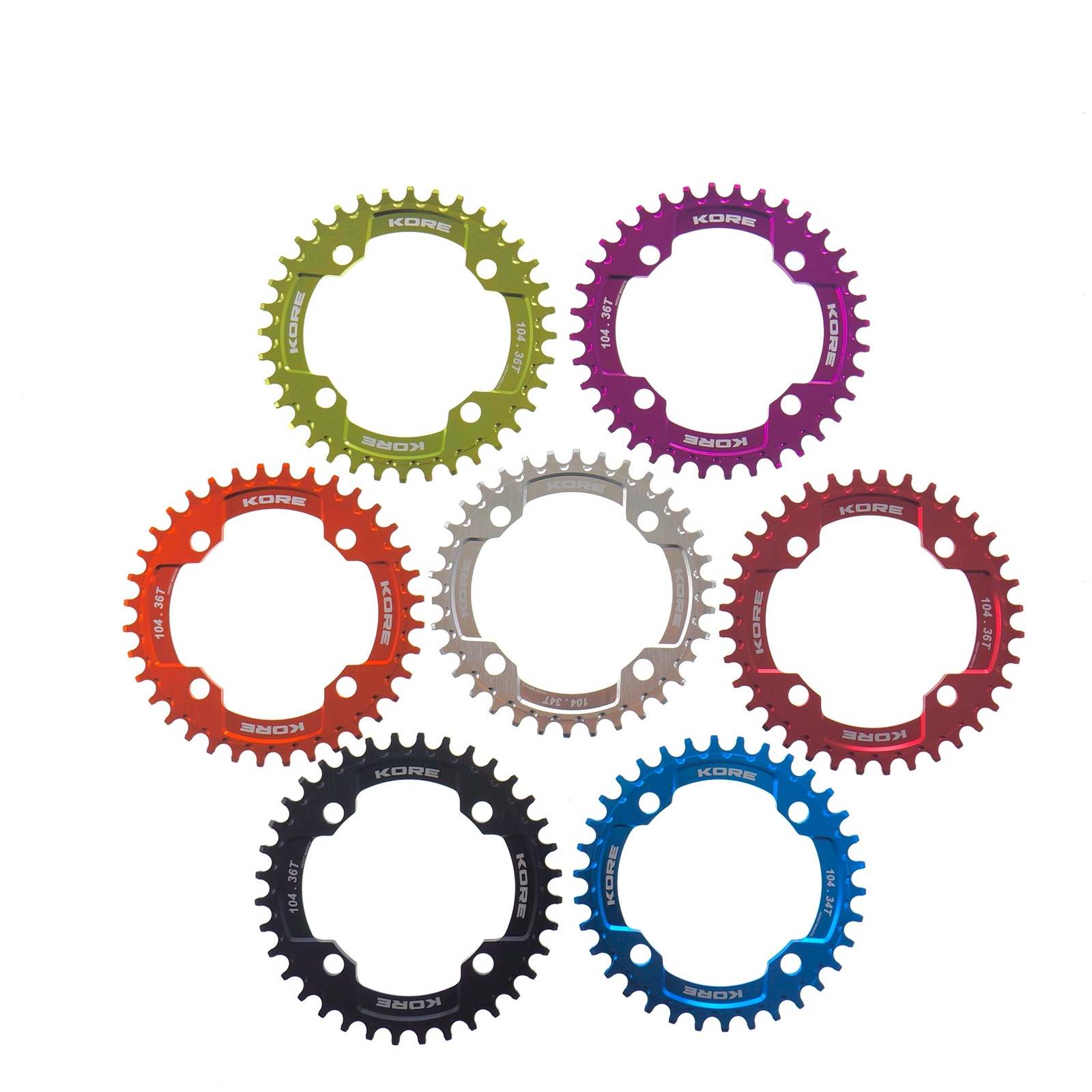 Kore Stronghold N/W Chainring  AL7075-T6 Full CNC Patented 30T, 32T, 34T or 36T