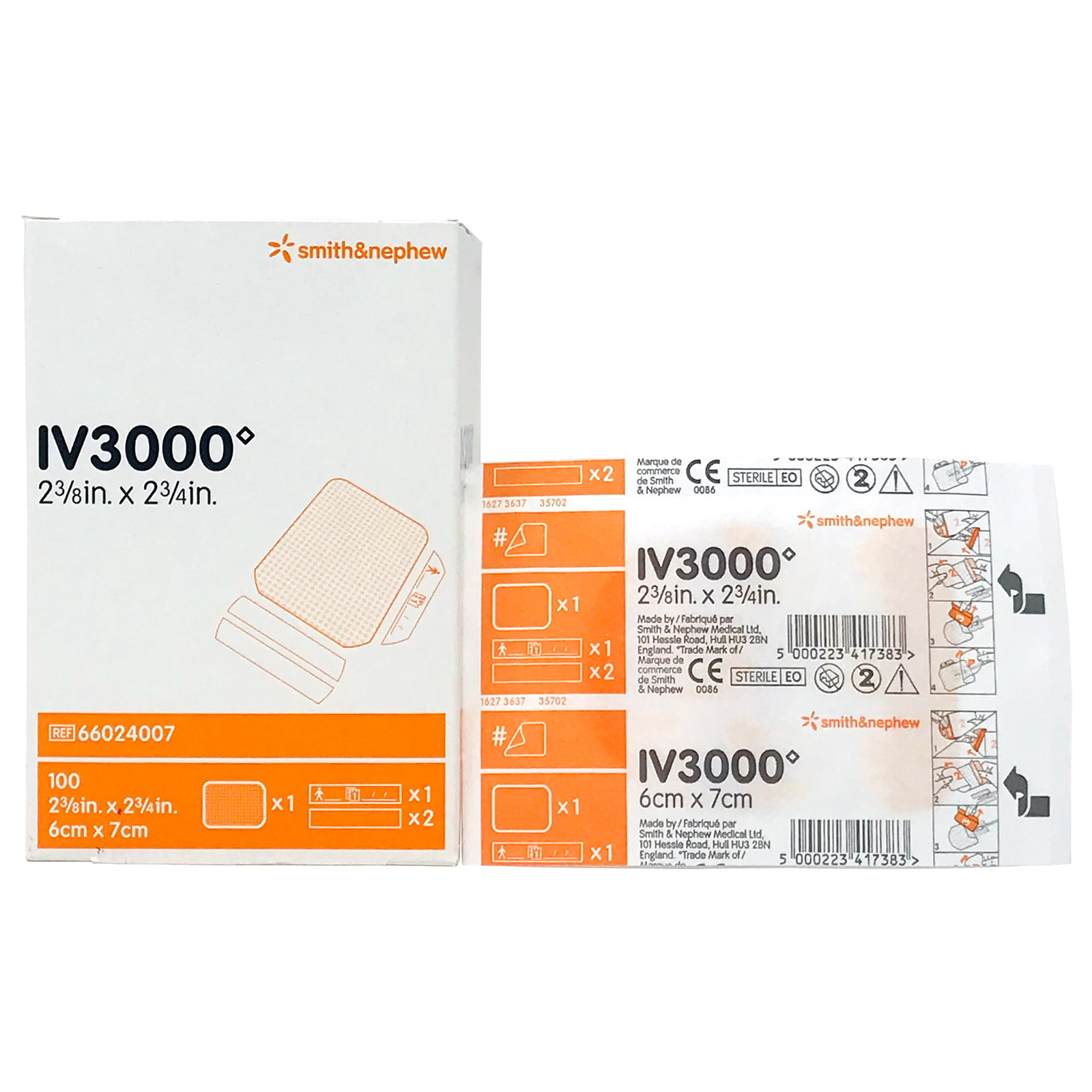 Smith & Nephew IV3000 1-Hand Transparent Dressings 2-3/8" x 2-3/4" Box of 100