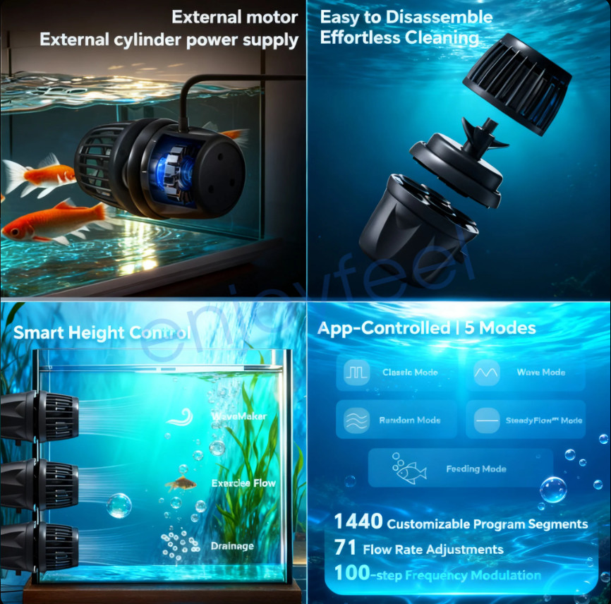 Jebao Jecod DMP15M-45M Wave Maker Aquarium Pump Wifi Bluetooth App Controller US