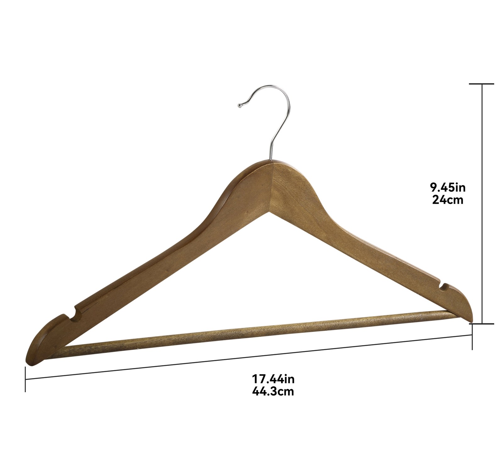 Better Homes & Gardens Wood Suit Hangers for Adult, 5 Pack, Walnut Finish