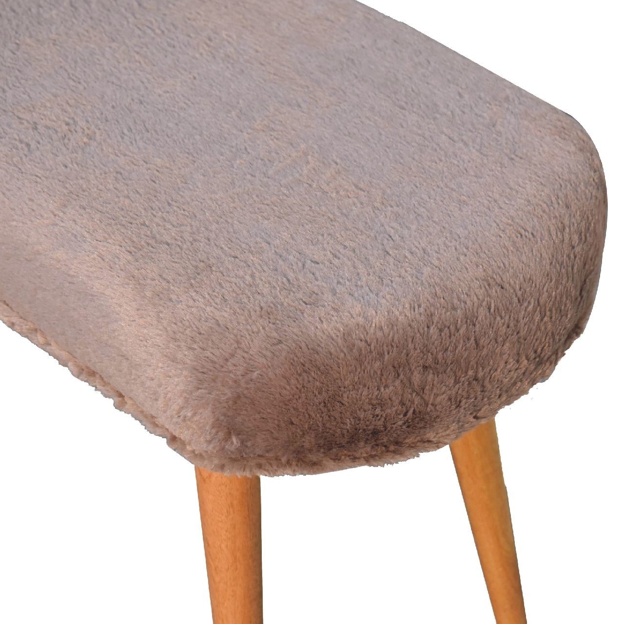 Oak-Finish Solid Wood Upholstered Bench