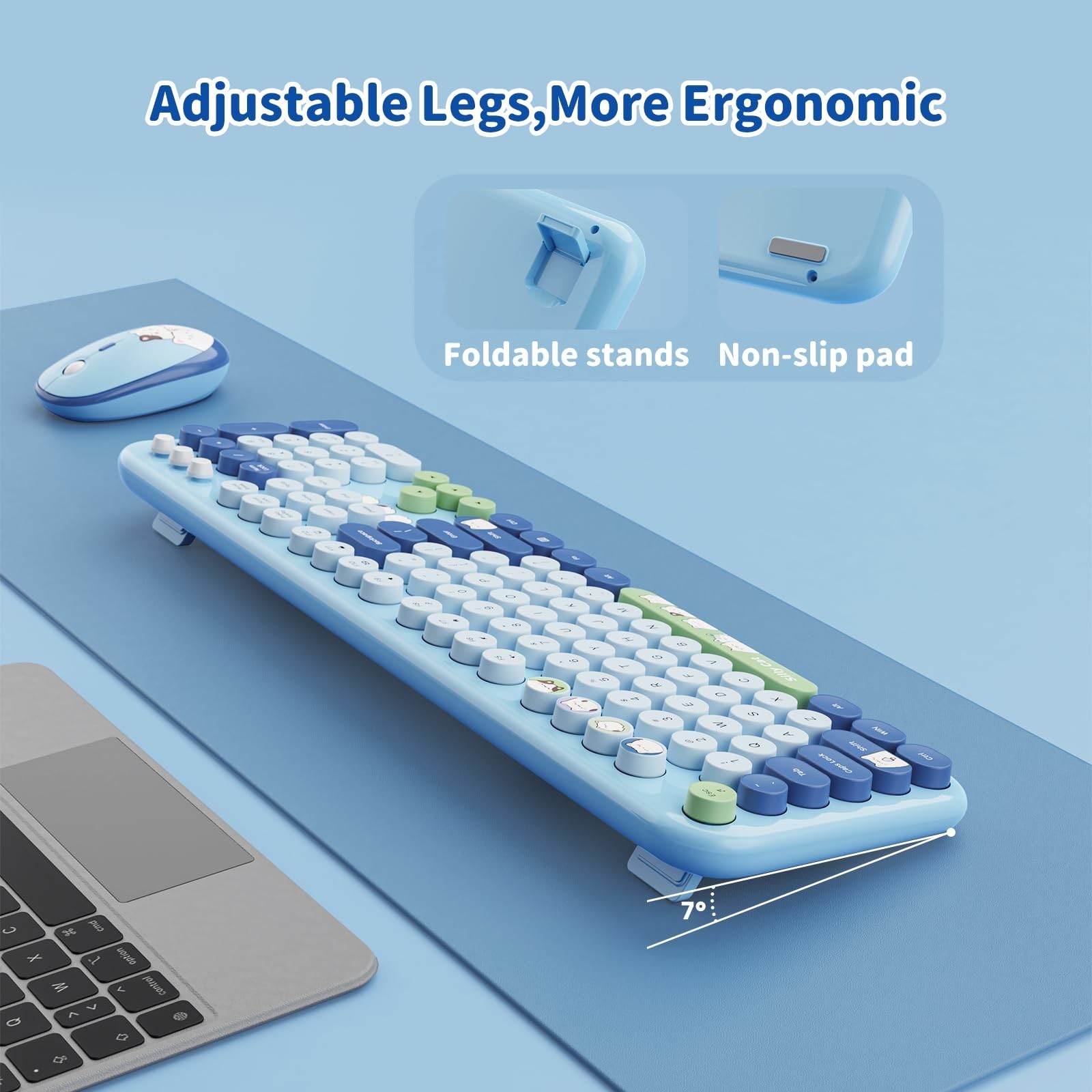 Wireless Keyboard and Mouse Combo, 2.4GHZ Typewriter Retro Full Size Keyboard...
