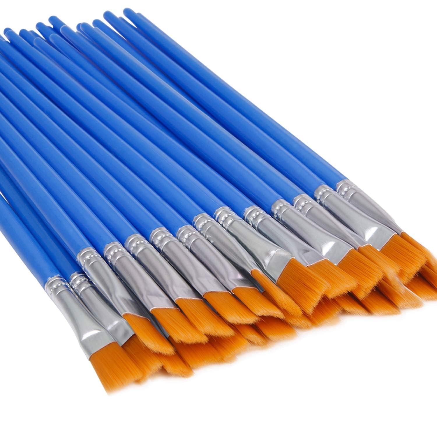 UPINS 30 Pcs Flat Paint Brushes, Small Brush Bulk for Detail 7mm, Blue